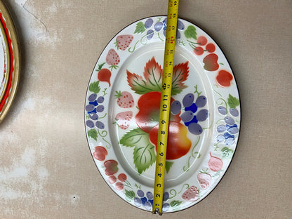 Vintage metal enamel fruit platter