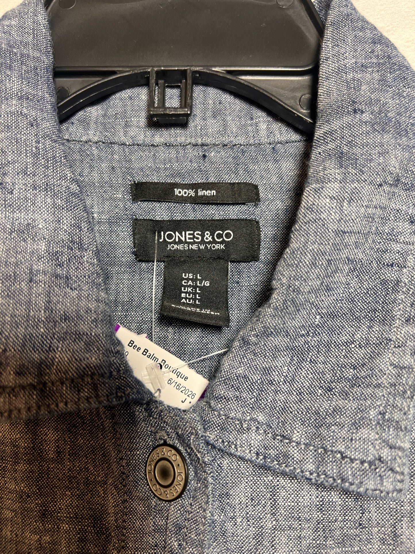 Size L Jones & Co Linen Shirt - Blue