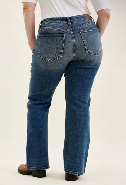 Judy Blue Mid-Rise Daisy Boot Cut Jeans in Dusk Rider Indigo