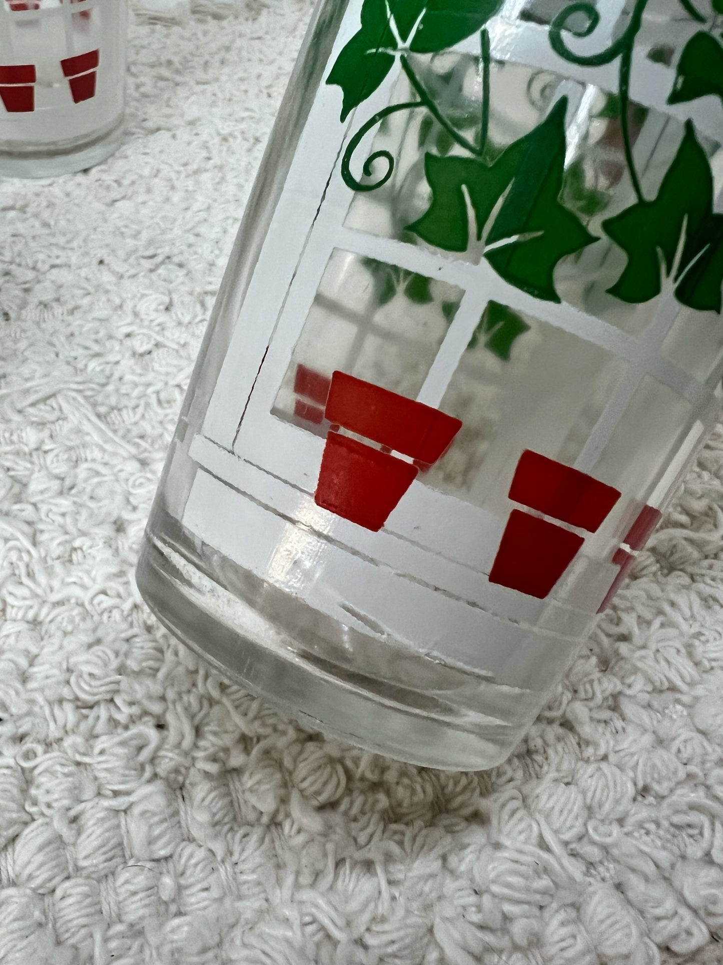 Vintage Ivy/Window/Flowerpot glass set - 4