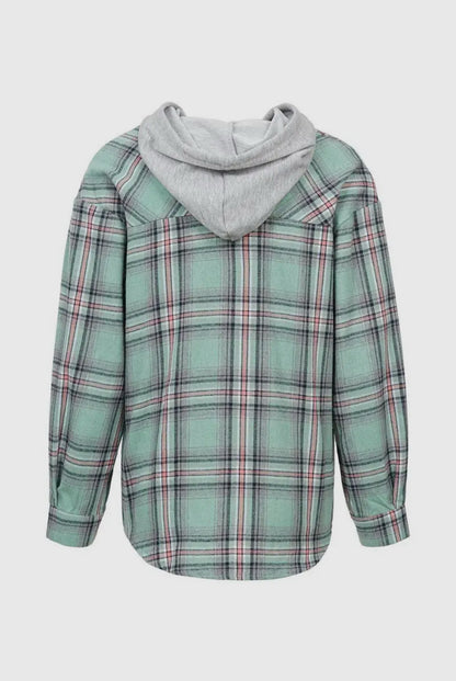 Ninexis Hooded Colorblock Plaid Shirt/Jacket - multiple color options