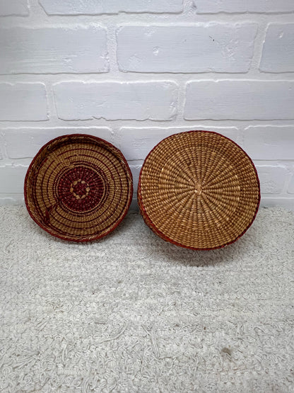 Vintage Round Lidded Basket