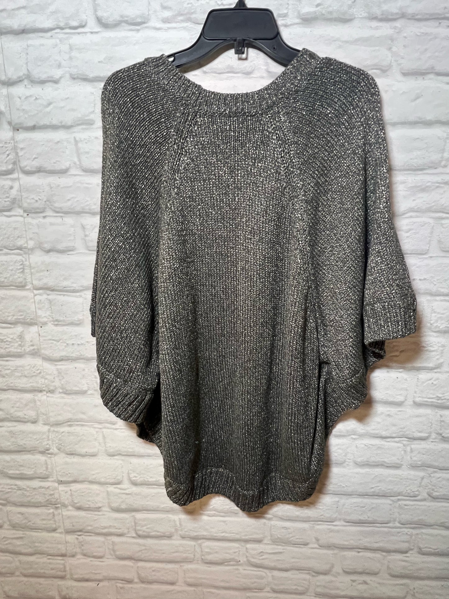 Size M CAbi Poncho Style Silvery Gray Sweater