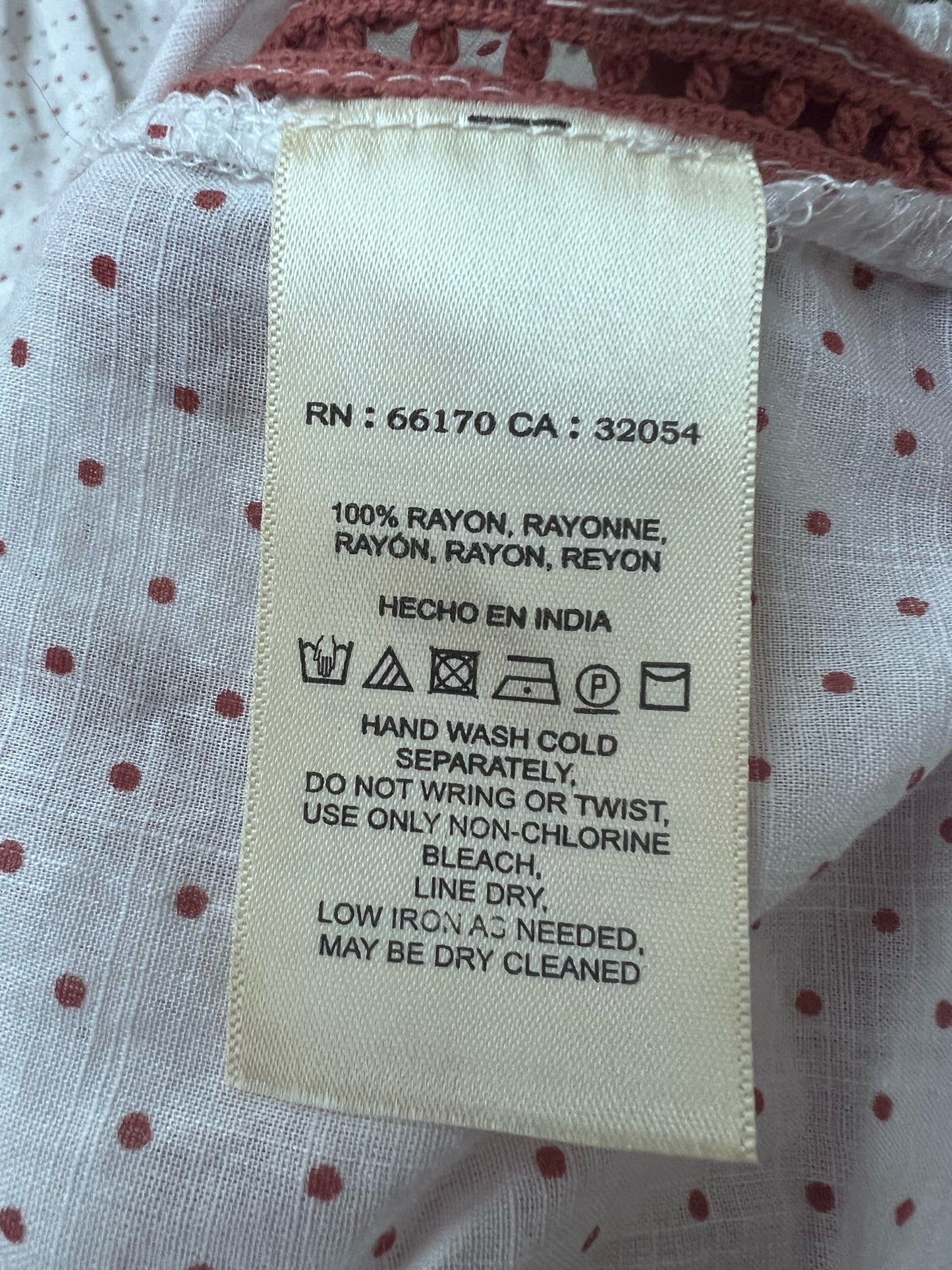 Size M Anthropologie Brown & White Dotted Embroidered Blouse