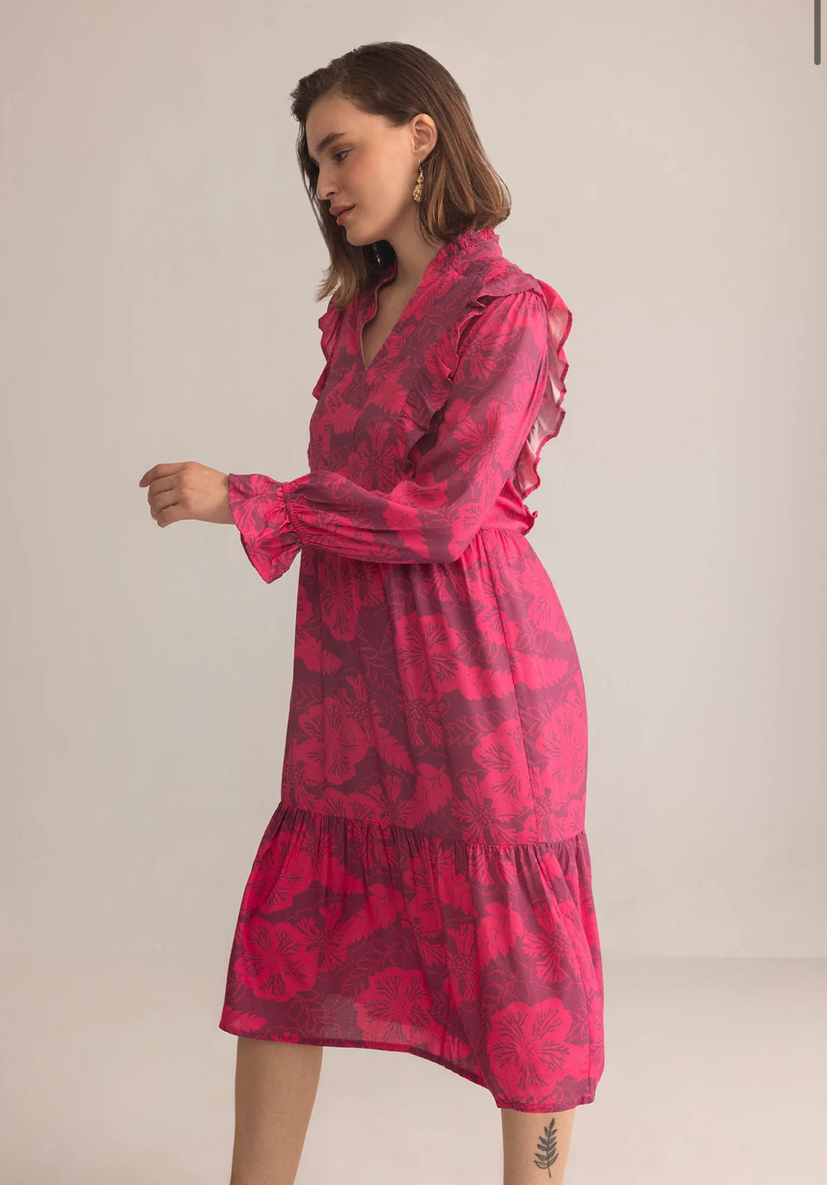 Spring Carnival Ruffle Dress in Boysenberry Pink