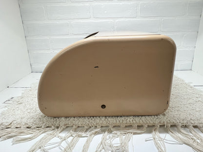 Ransburg light pink hand painted MCM bread box