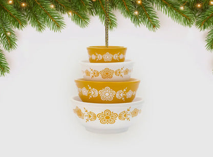 Hand-crafted Resin Vintage Pyrex Inspired Ornament - Multiple Pattern Options