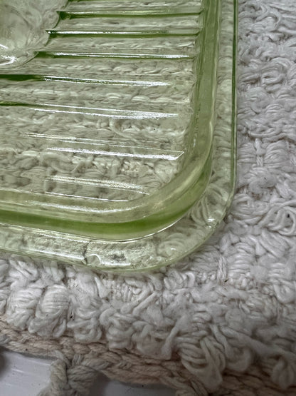 Uranium Glass Large Square Lidded Fridge Dish