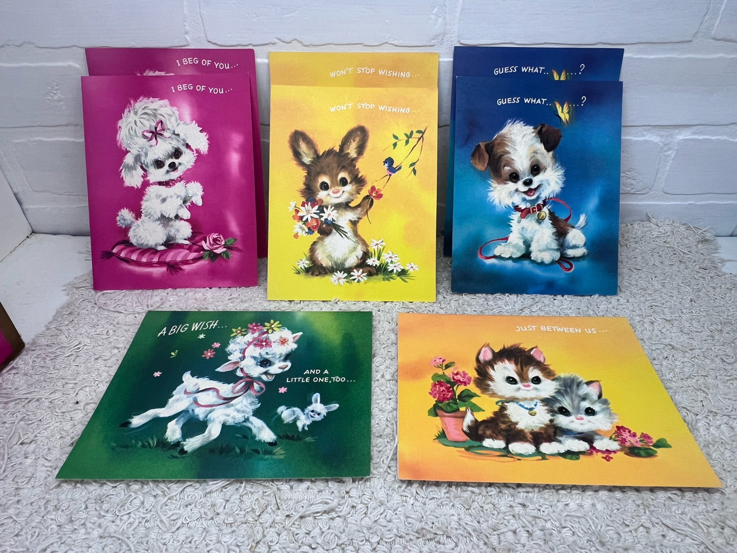 Vintage Box of 'Sparkling Pets' 1960's Greeting Cards