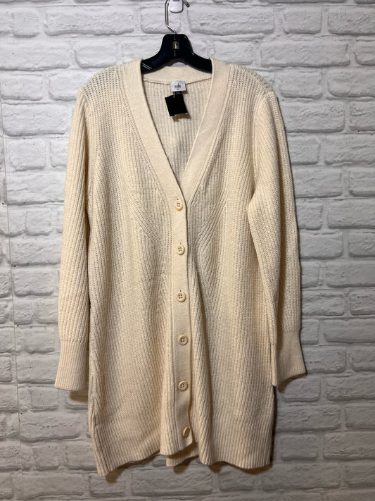 Size XL CAbi Ivory Button Down Long Cardigan
