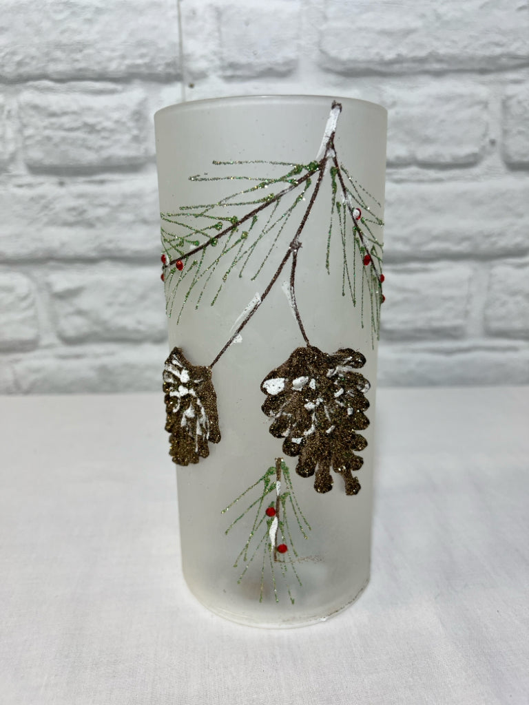 Holiday light up glass cylinder