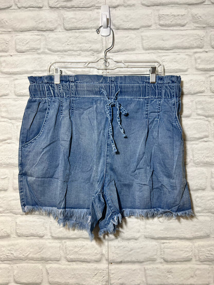 Dusk Blue High Waist Plus Sized Cotton Shorts