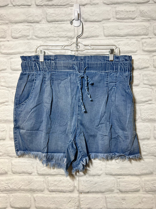 Dusk Blue High Waist Plus Sized Cotton Shorts