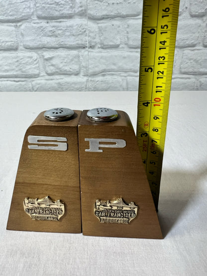 MCM San Fran wood Souvenir Salt/Pepper Set