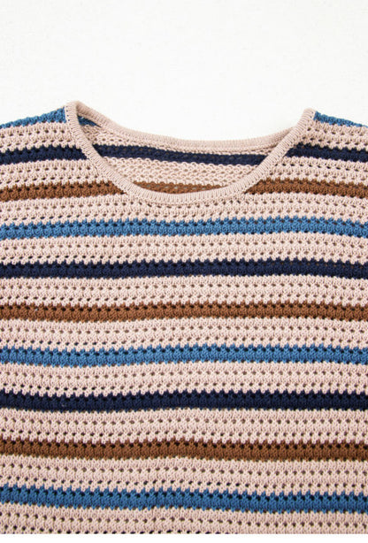 Striped Drop Shoulder Knit Sweater
