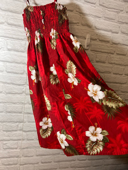 Pacific Legend Vintage Sun Dress Red Hawaii Print