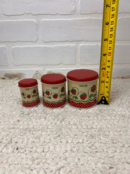 Wolverine 1950's strawberry pattern mini canister set