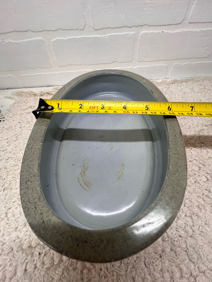 Red Wing Pottery Monarch Line Oval Shallow Planter Blue/Gray Stripe