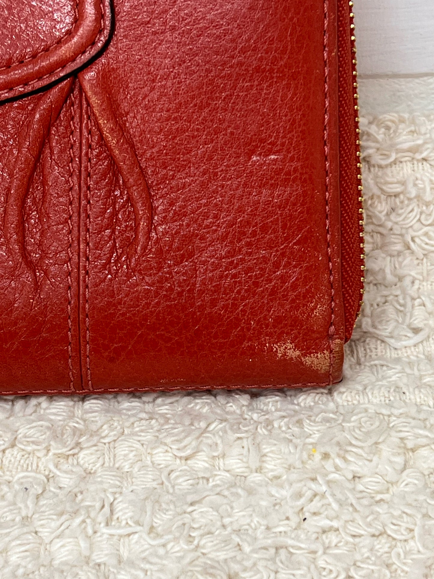Coach Pleated Front Cognac Colored Leather Wallet
