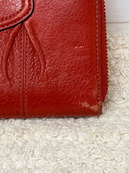 Coach Pleated Front Cognac Colored Leather Wallet