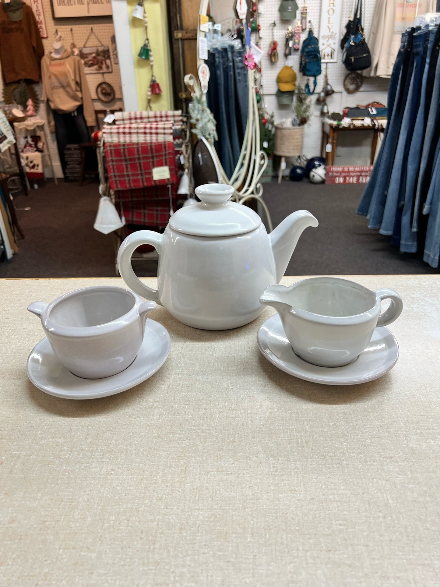 Frankoma pottery set- teapot, cream & sugar