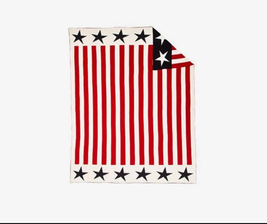 Americana Stars & Stripes Cotton Throw by Myra Bag
