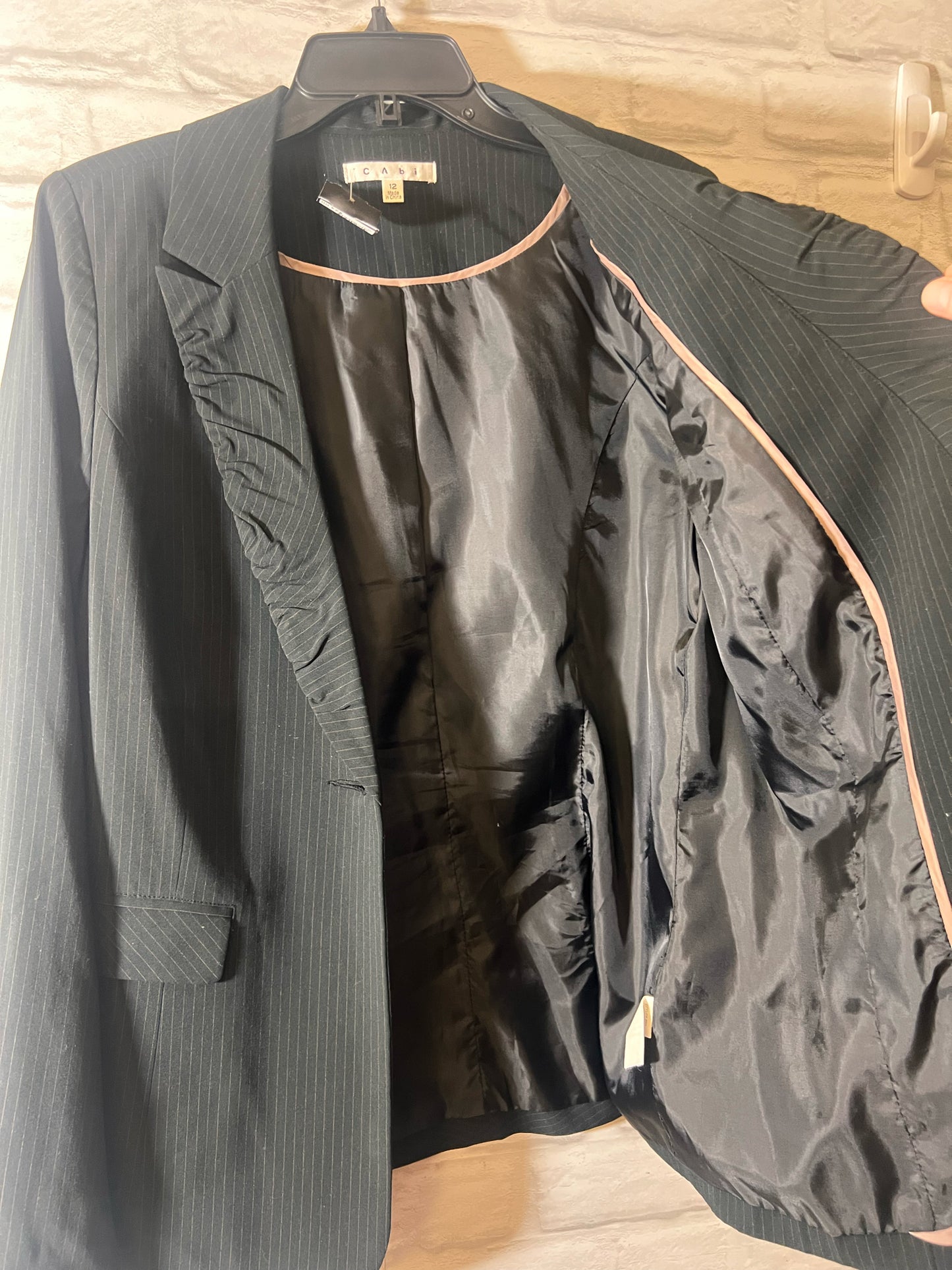 Size 12 CAbi One Button Pinstriped Blazer