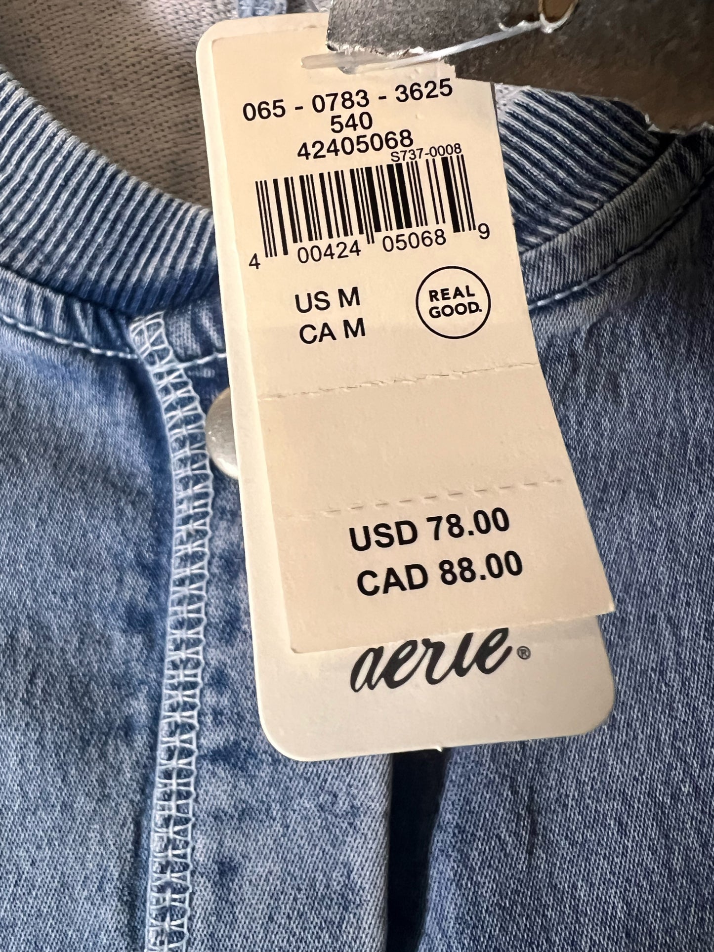 Size M Aerie Denim Look Snap Front NWT Jacket