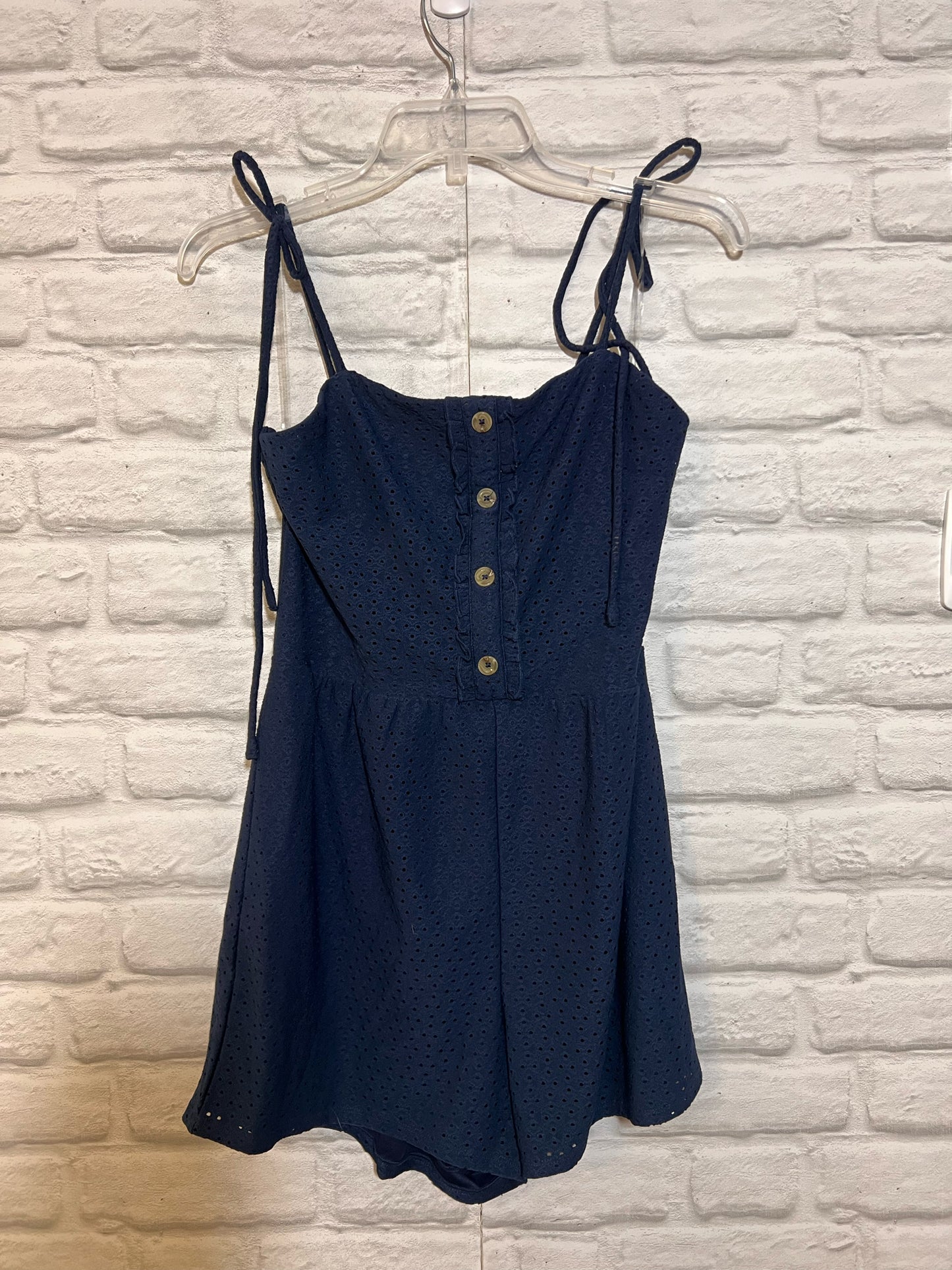 Speechless Size L NWT Romper in Navy eyelet facbric