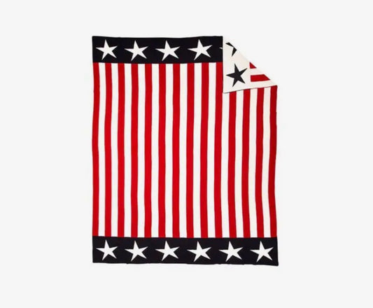 Americana Stars & Stripes Cotton Throw by Myra Bag