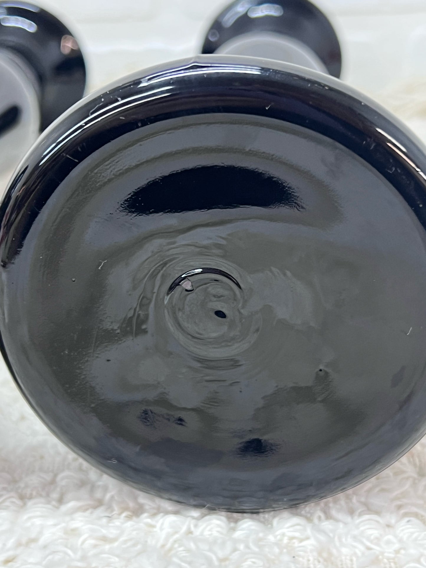 Vintage Black Art Glass Taper Candle Holders 10"