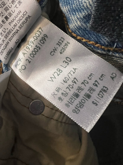Levi's Size 28 Waist 501 90'S Fit Jeans Stone/Acid Wash