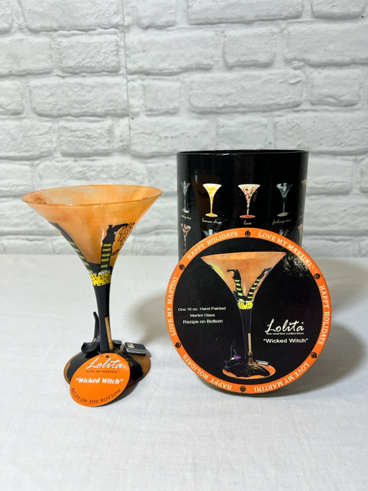 Lolita hand painted Wicked Witch martini glass