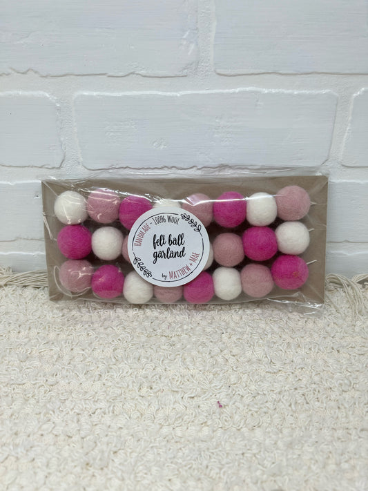 Valentine's Day pink & white felt garland