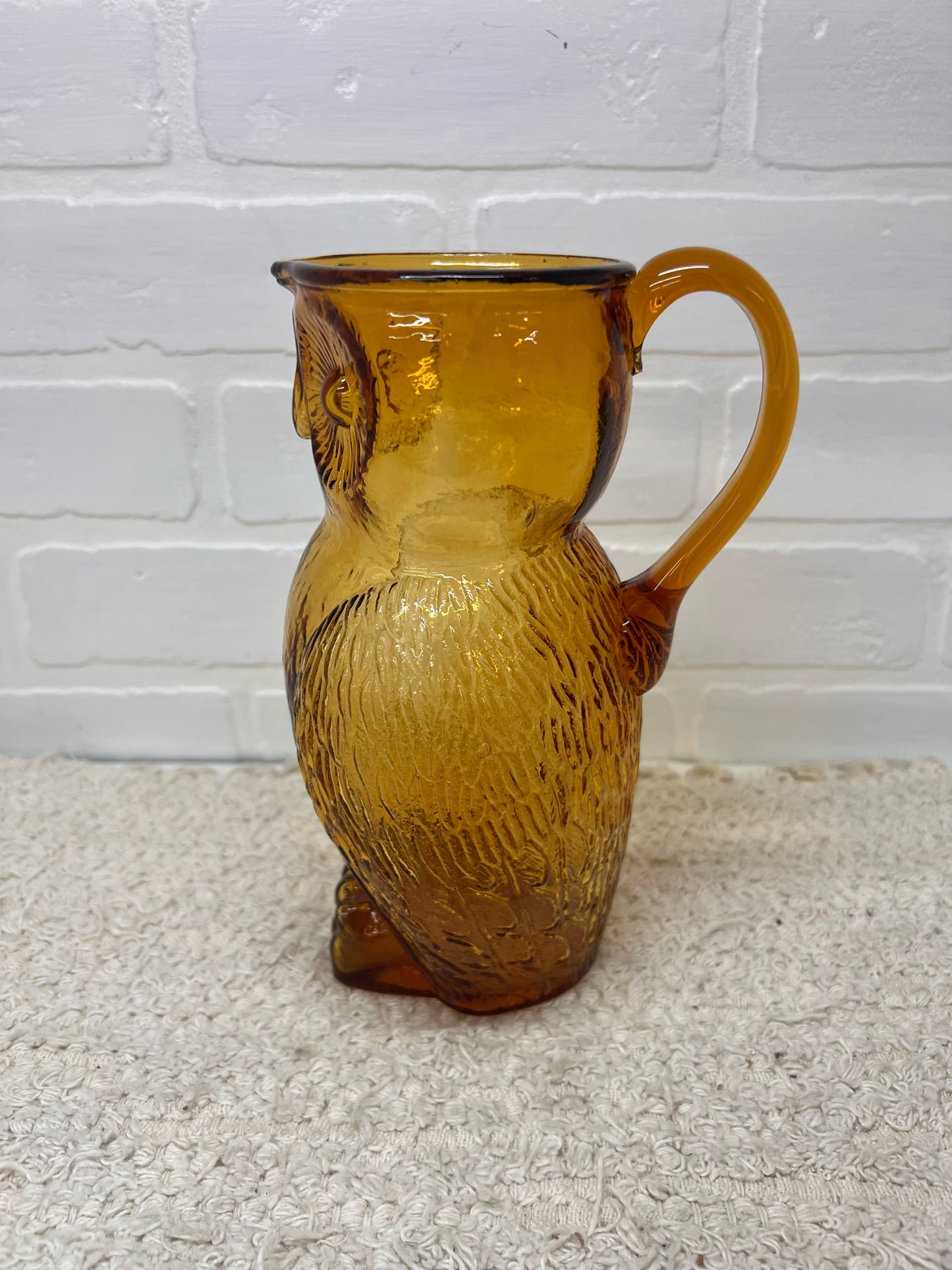 Kanawha MCM Amber Glass Owl Pitcher
