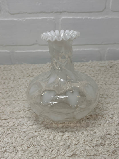 Fenton White Optic Heart Vase