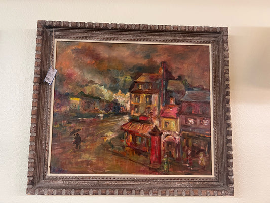 Large framed vintage oil painting