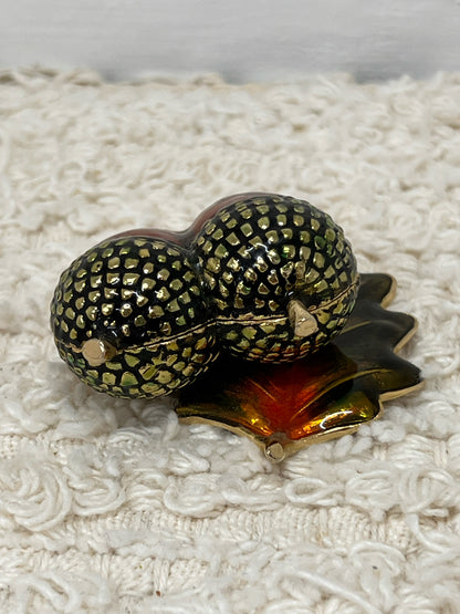 Monet Acorn Enameled Trinket Box