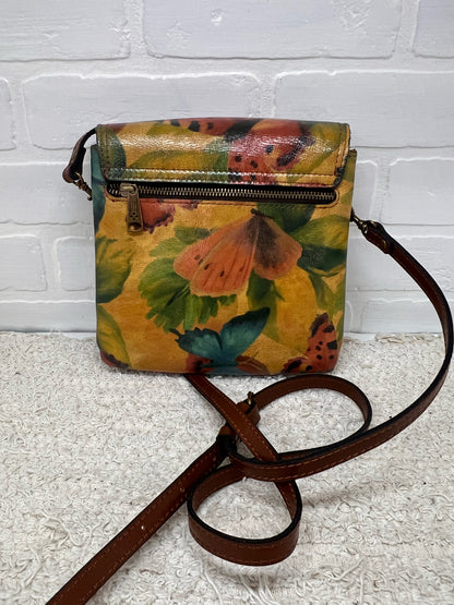 Patricia Nash Vallata Crossbody Bag - Leather with Butterfly Watercolor Print