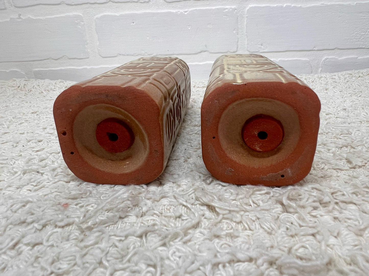 Frankoma Pottery Salt & Pepper Shaker Set in Aztec Mayan Pattern