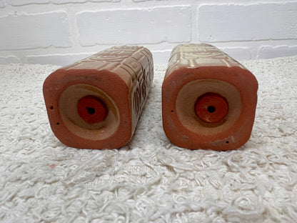 Frankoma Pottery Salt & Pepper Shaker Set in Aztec Mayan Pattern