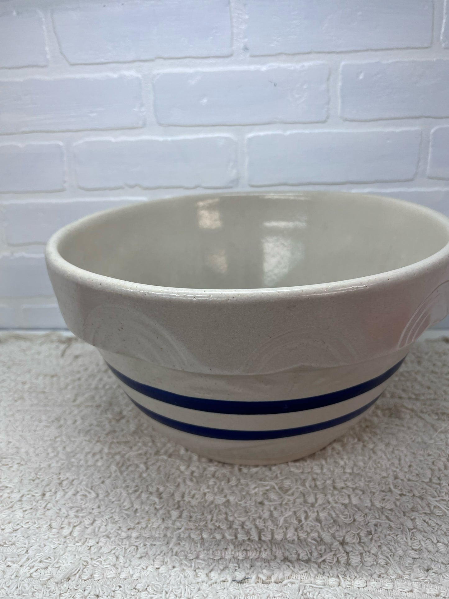Ransbottom Roseville 12" Mid-Century Blue Banded Bowl