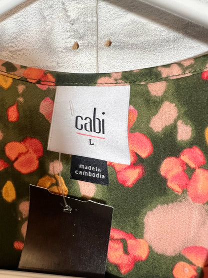 Size L CAbi Green & Pink Sleeveless Blouse