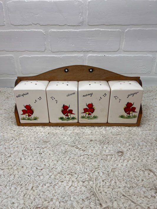 Ucagco Spice Jar Set - Singing Red Bird - Hard to Find