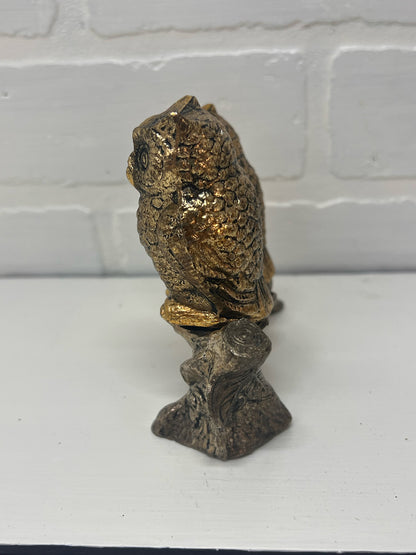 Vintage Metal Owls on Branch Salt & Pepper Set