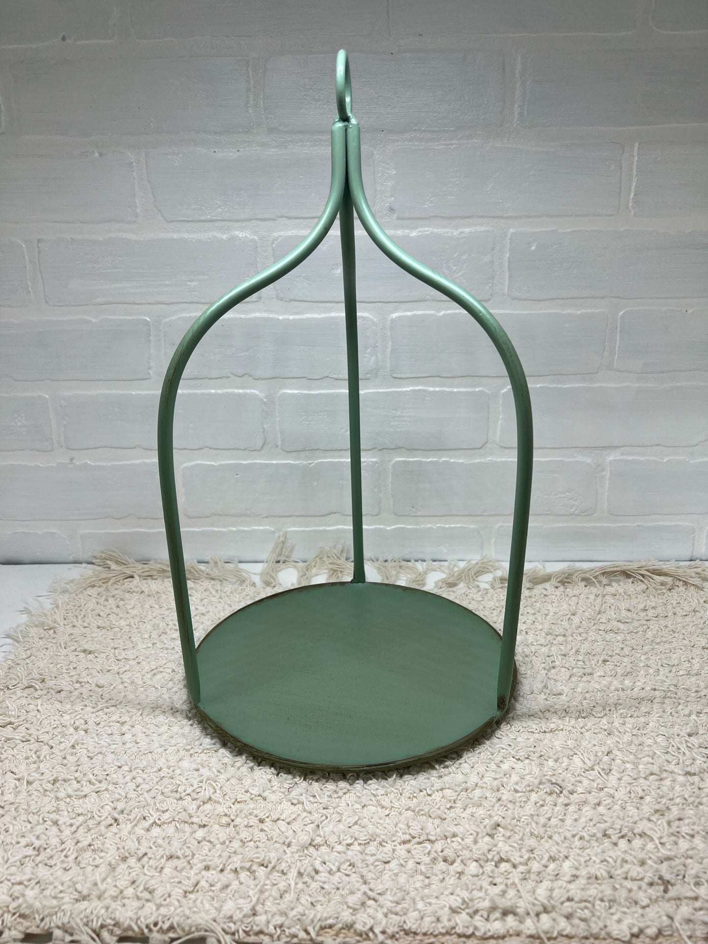 Caged metal tray - mint green