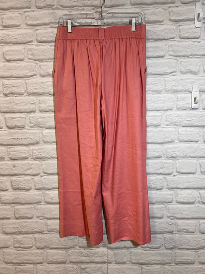 CAbi Size S Pink Linen Blend High Waist Wide Leg Crops