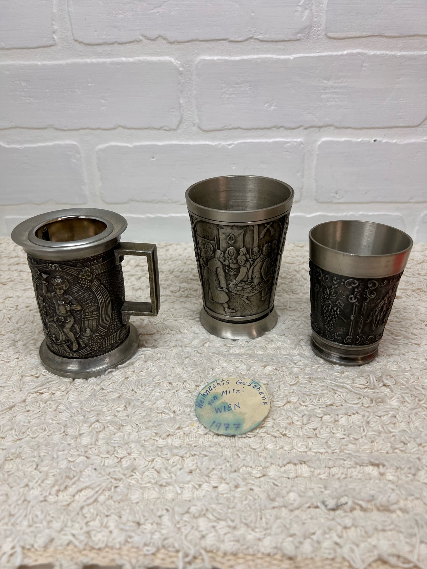 Austrian Pewter Glass Set - Vintage 1970s