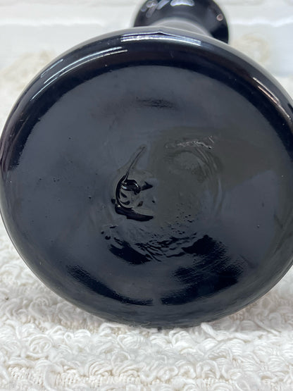 Vintage Black Art Glass Taper Candle Holders 10"