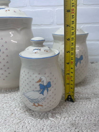 Aunt Rhody Set of 3 Lidded Goose Canisters